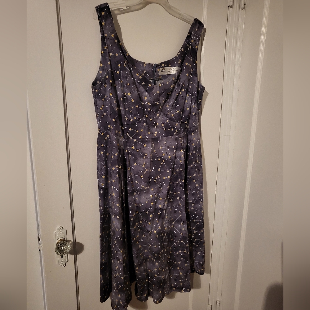 Cherry Velvet Doris Dress in Evening Constellation